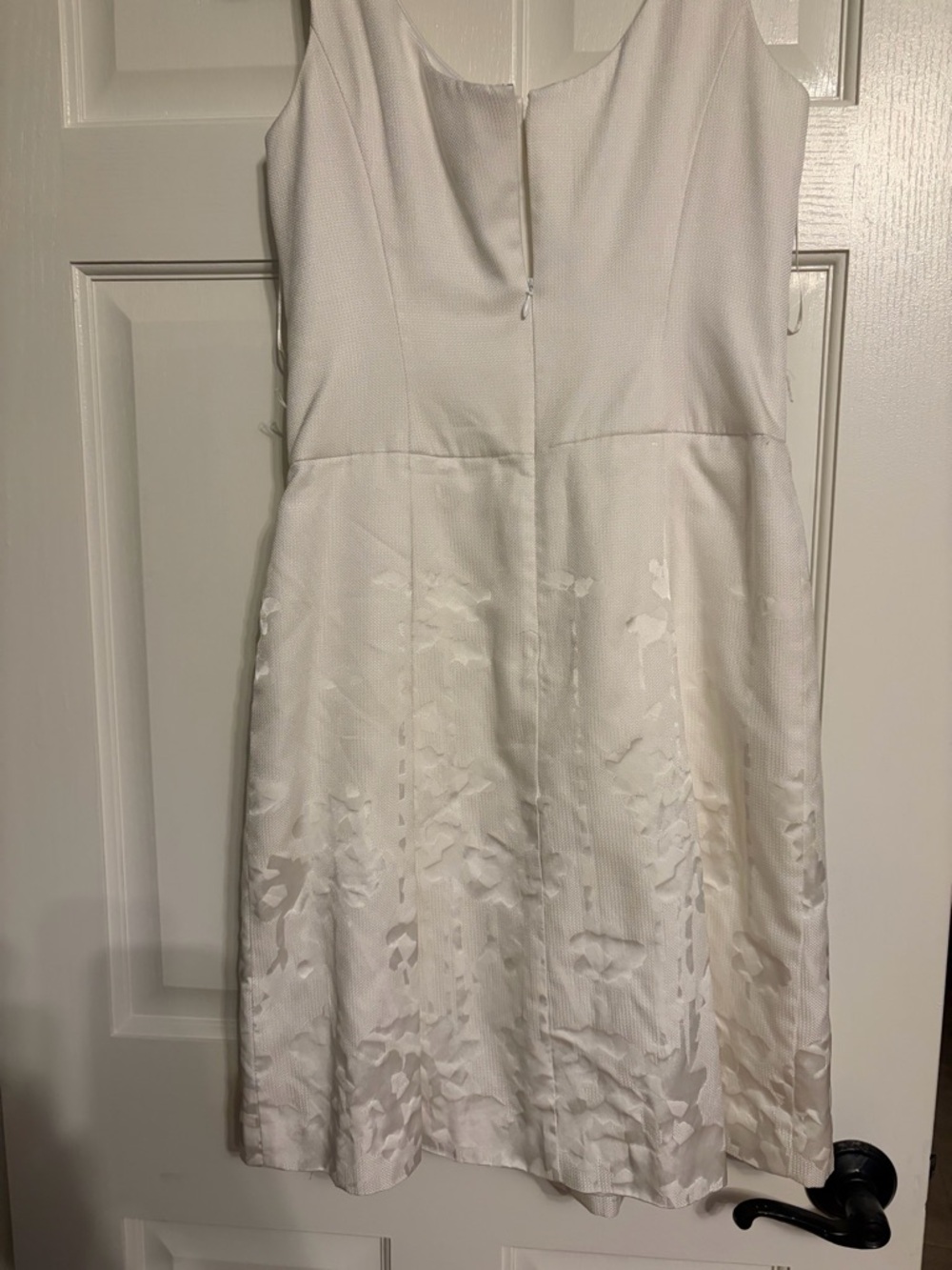 White House Black Market White Strapless Floral Jacquard Fit-and-Flare Dress